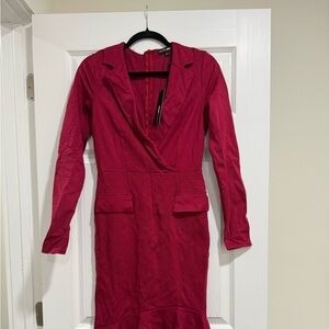 Red Collard Midi Dress